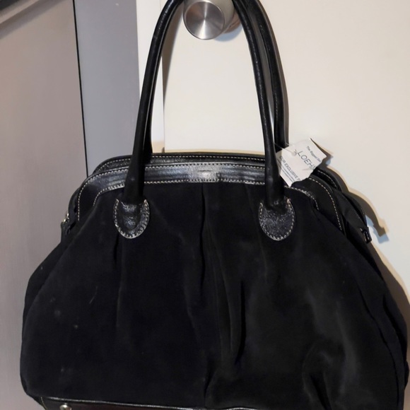 Paravidino handbag green suede tan hobo genuine leather handmade in Italy - Picture 2 of 3